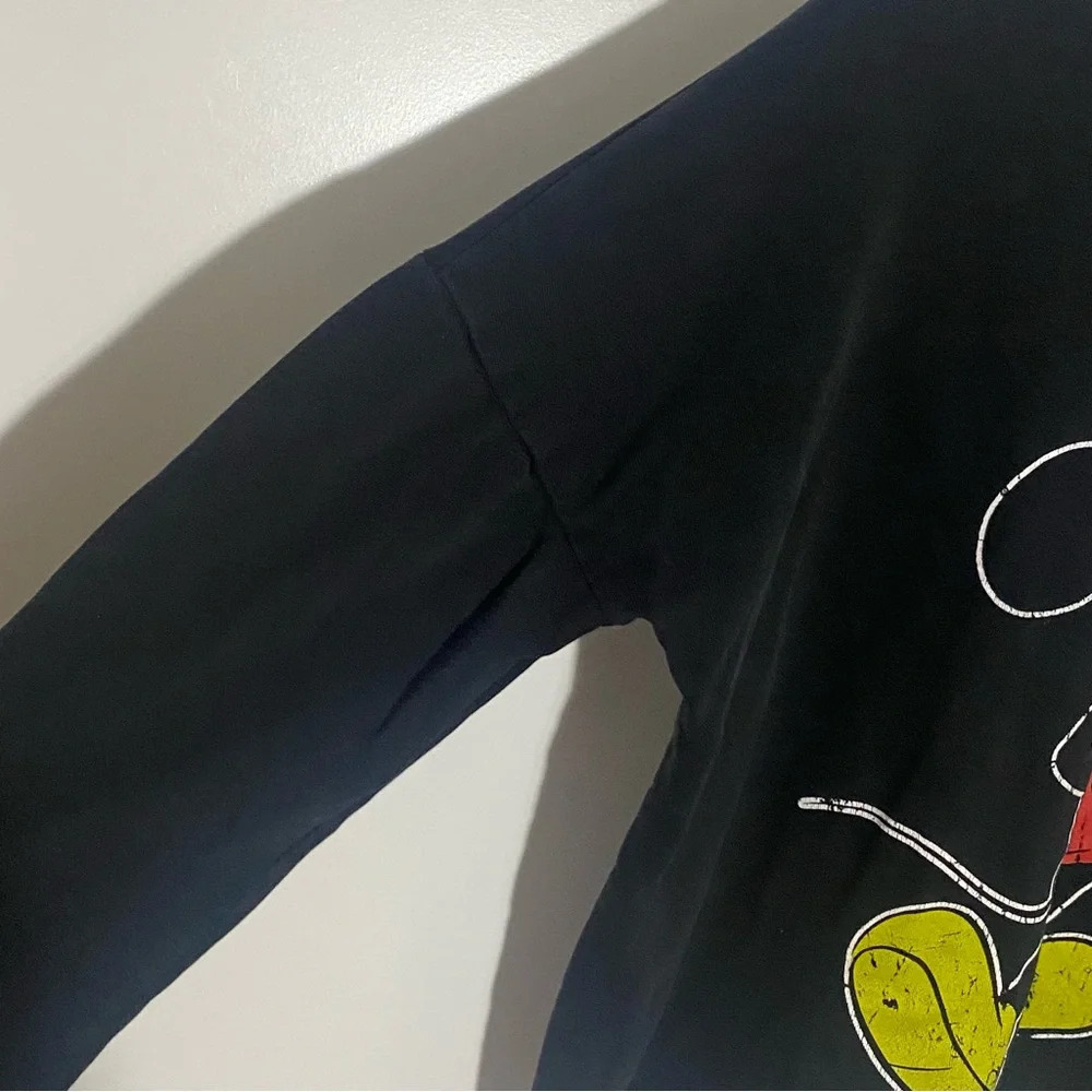 Disney Mickey Mouse by trf black cropped crewneck dropped shoulder sweater s M - Picture 2 of 8